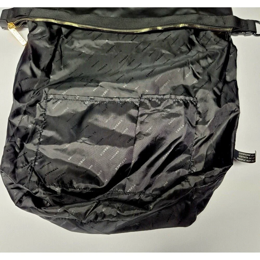 VERSACE Parfums Convertible Rider Backpack Shoulder Tote Bag Black Gold NWOT